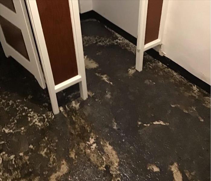 Sewage backup covers bathroom floor
