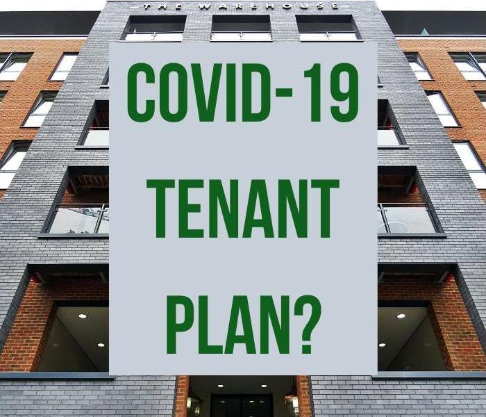 apartment building with text "COVID-19 TENANT PLAN?"